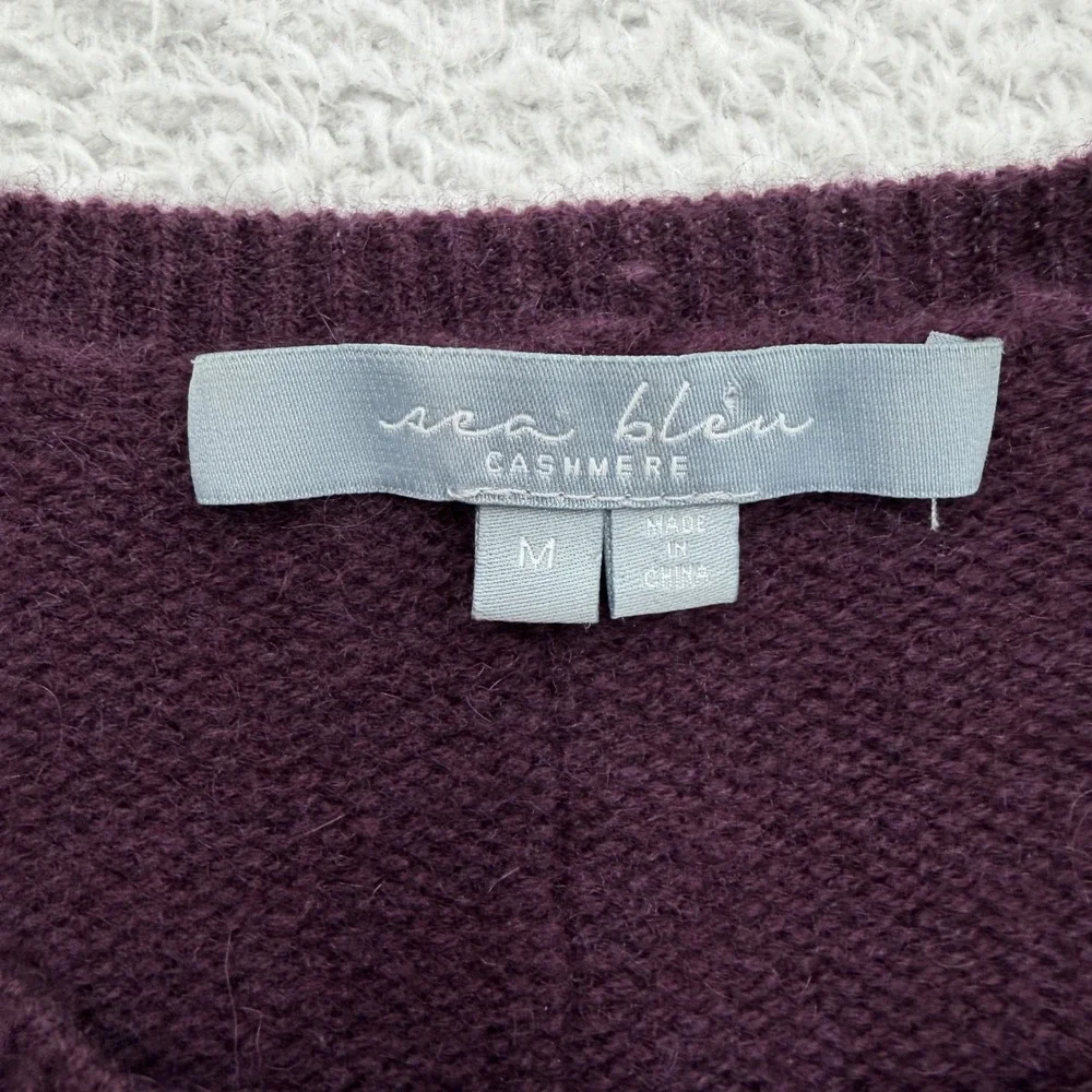 Sea Bleu Cashmere Womens Navy Burgundy Colorblock‎ Side Zip Sweater Size M